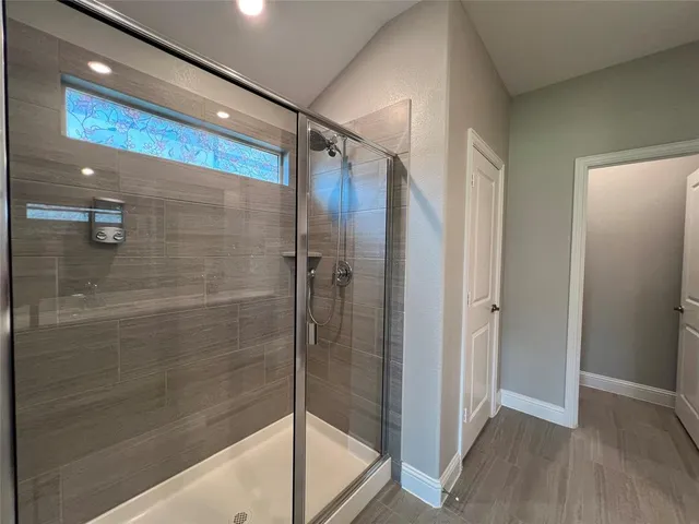 a view of a room with racks on the wall