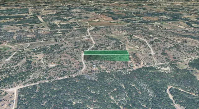 a view of a yard with large trees