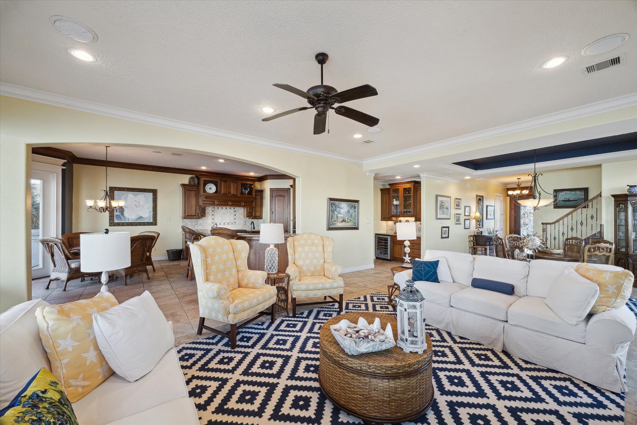 1406 Todville Road Seabrook, TX 77586 - Photo 20 of 49 BACK INSIDE, YOU CAN SEE THE OPEN DESIGN ALLOWS VIEWS OF THE DINING ROOM AND KITCHEN FROM THE DEN.