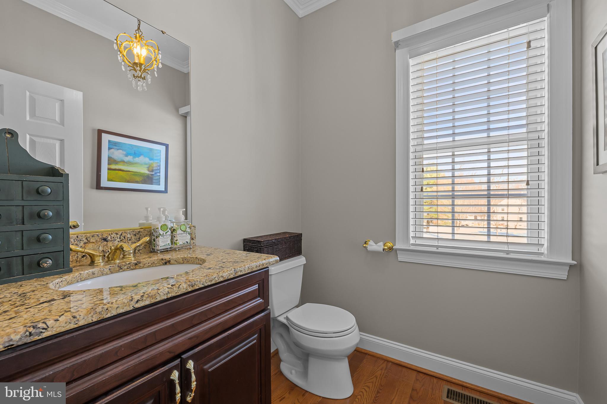 305 Williamson Way Downingtown, PA 19335 - Photo 20 of 60 a bathroom with a granite countertop toilet a sink and a window