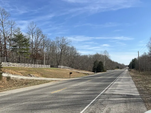 a view of a yard with large trees