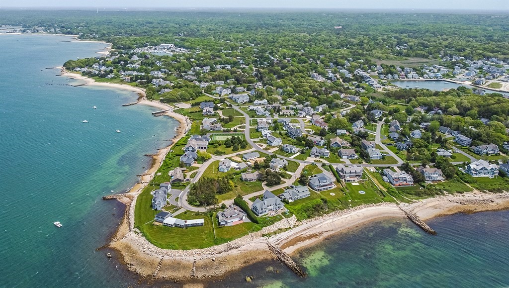 35 Sunset Point Road Falmouth, MA 02556 - Photo 27 of 27 an aerial view of a house with a yard and lake view