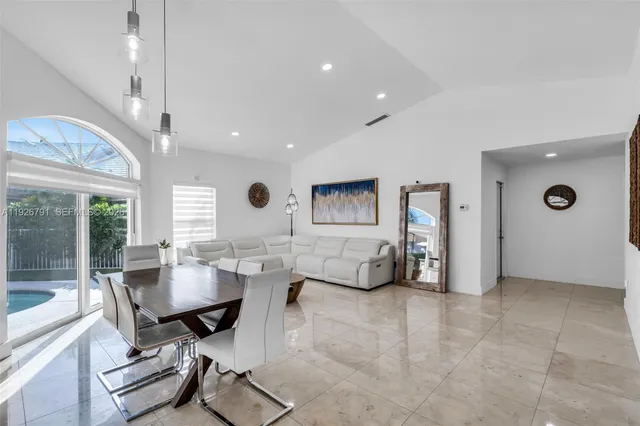 a living room with furniture