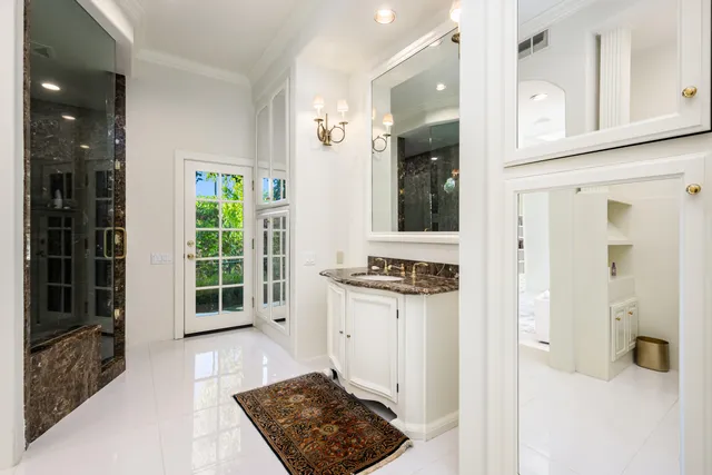 a view of a golf course with a house