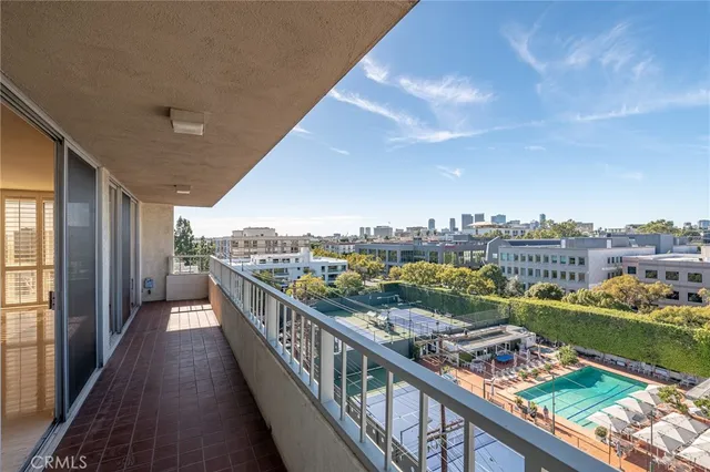a view of a city from a balcony