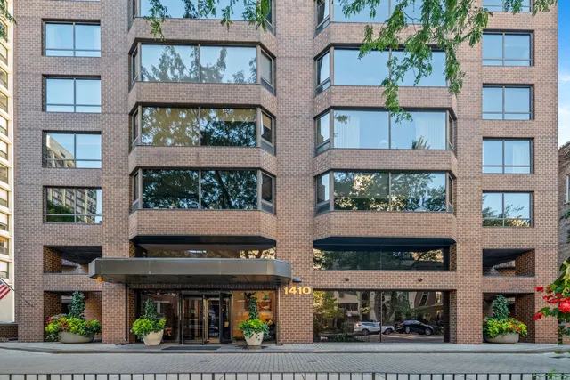 a front view of a multi story building