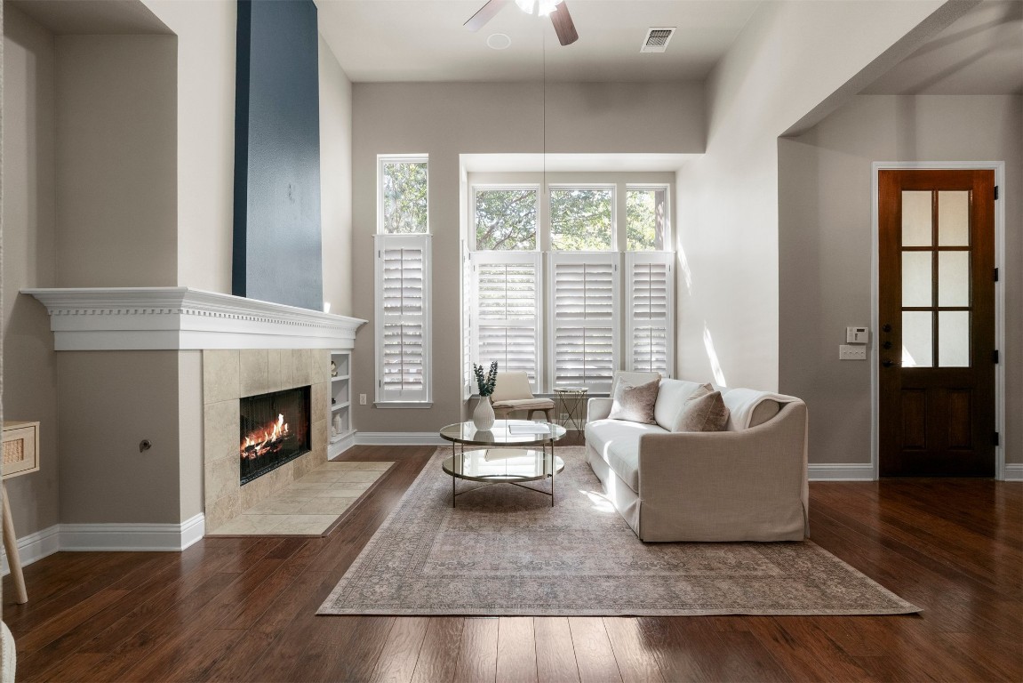 2020 Antone Street Austin, TX 78723 - Photo 12 of 35 a living room with furniture and a fireplace