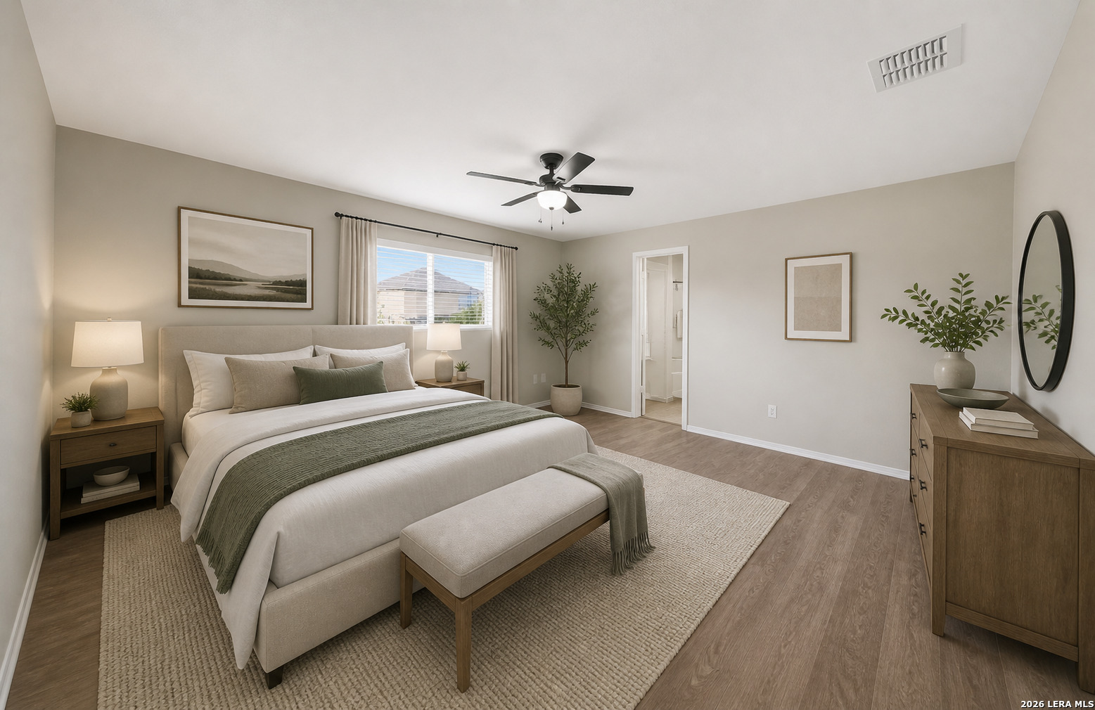 403 Walnut Crest Schertz, TX 78154 - Photo 17 of 30 a bedroom with a bed and a chandelier