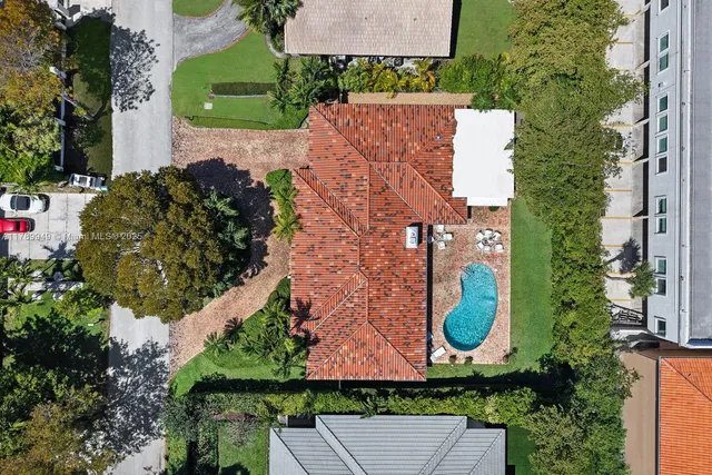 an aerial view of a house