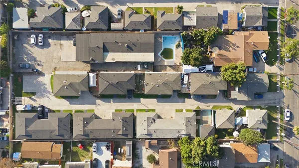 an aerial view of multiple houses