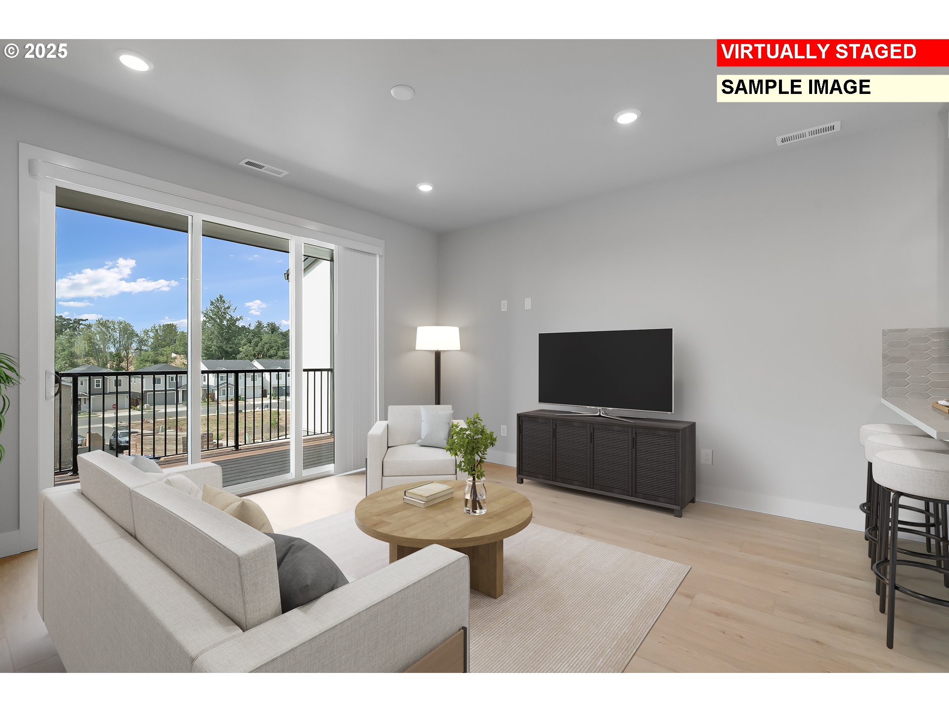 18620 Southwest Solitude Street Beaverton, OR 97007 - Photo 11 of 29 a living room with furniture a floor to ceiling window and flat screen tv