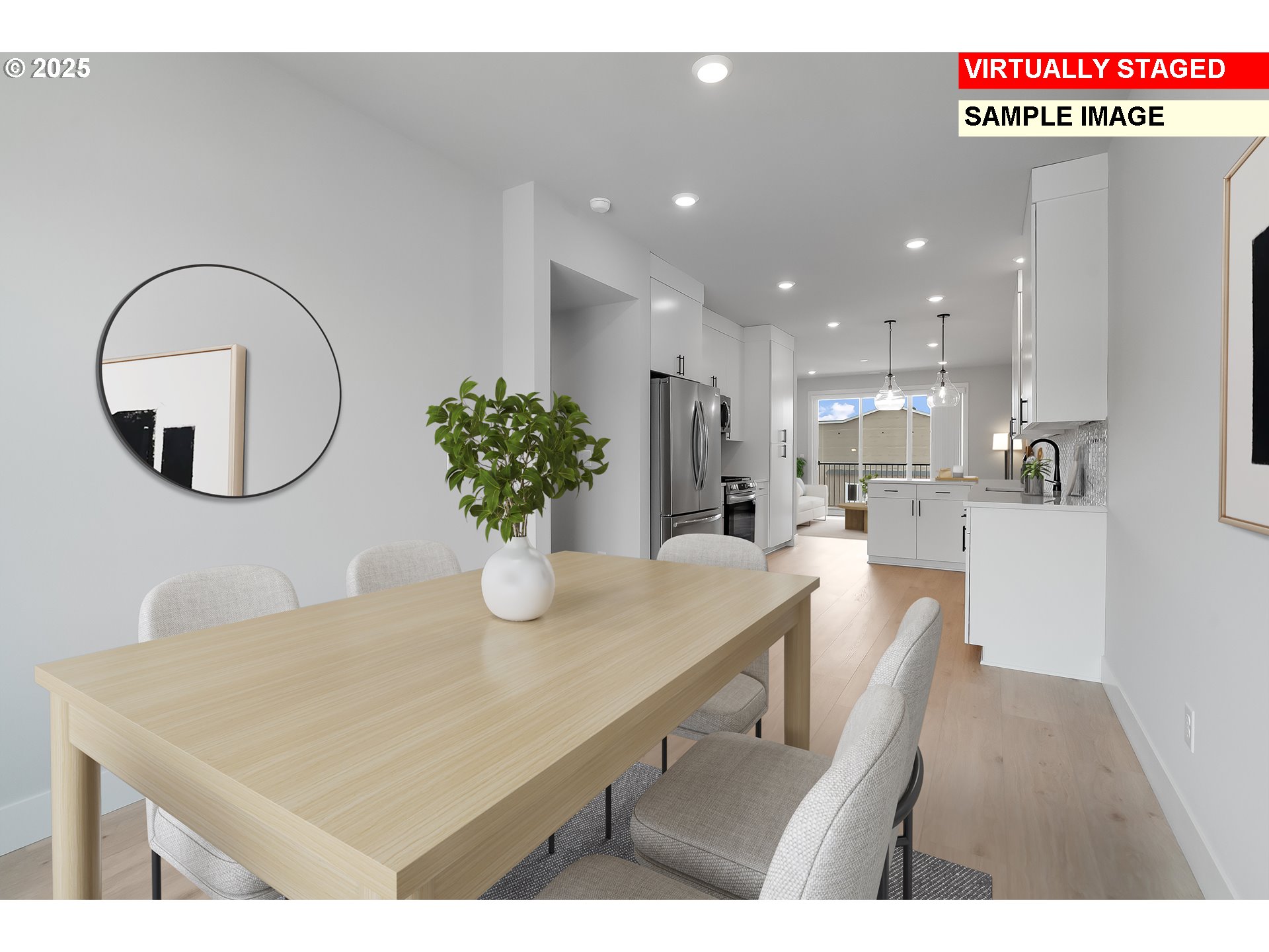 18620 Southwest Solitude Street Beaverton, OR 97007 - Photo 10 of 29 a view of kitchen with stainless steel appliances granite countertop a dining table chairs and a refrigerator