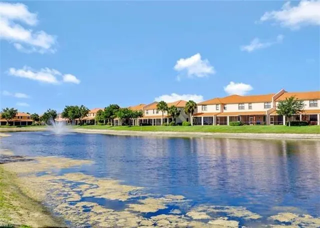 a view of a lake with houses