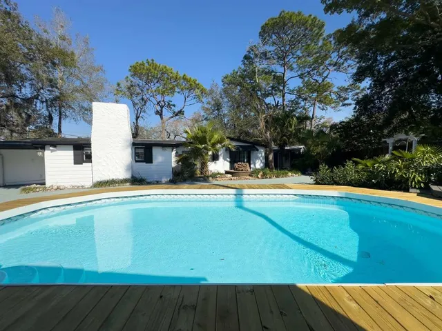 a view of yard from deck