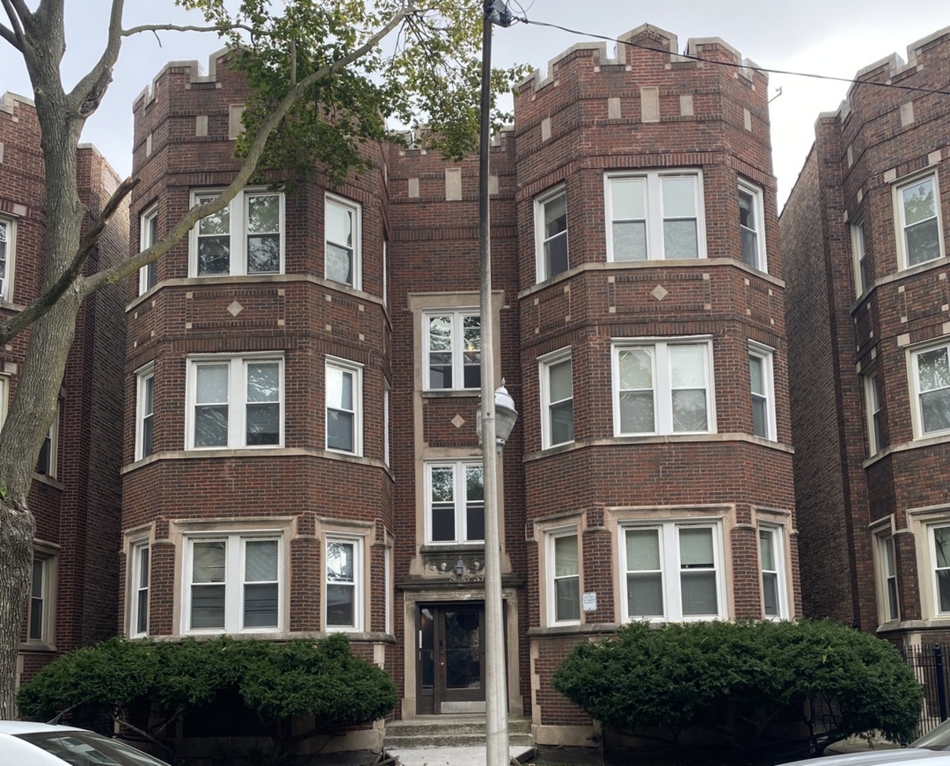 a front view of a building