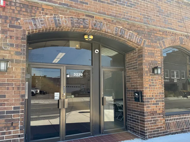 a view of gallery with door