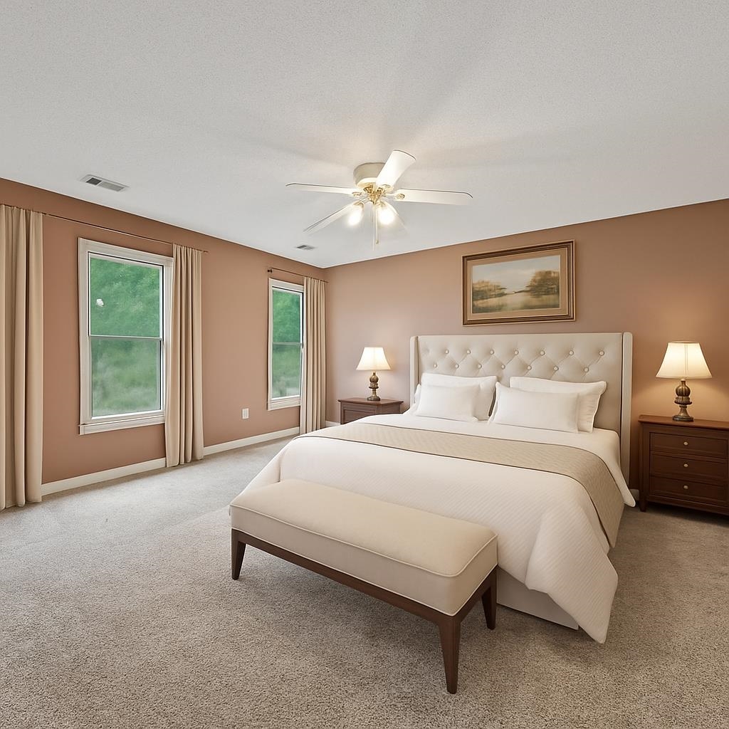 405 Dove Valley Road Collierville, TN 38017 - Photo 22 of 25 a bedroom with a bed and a chandelier