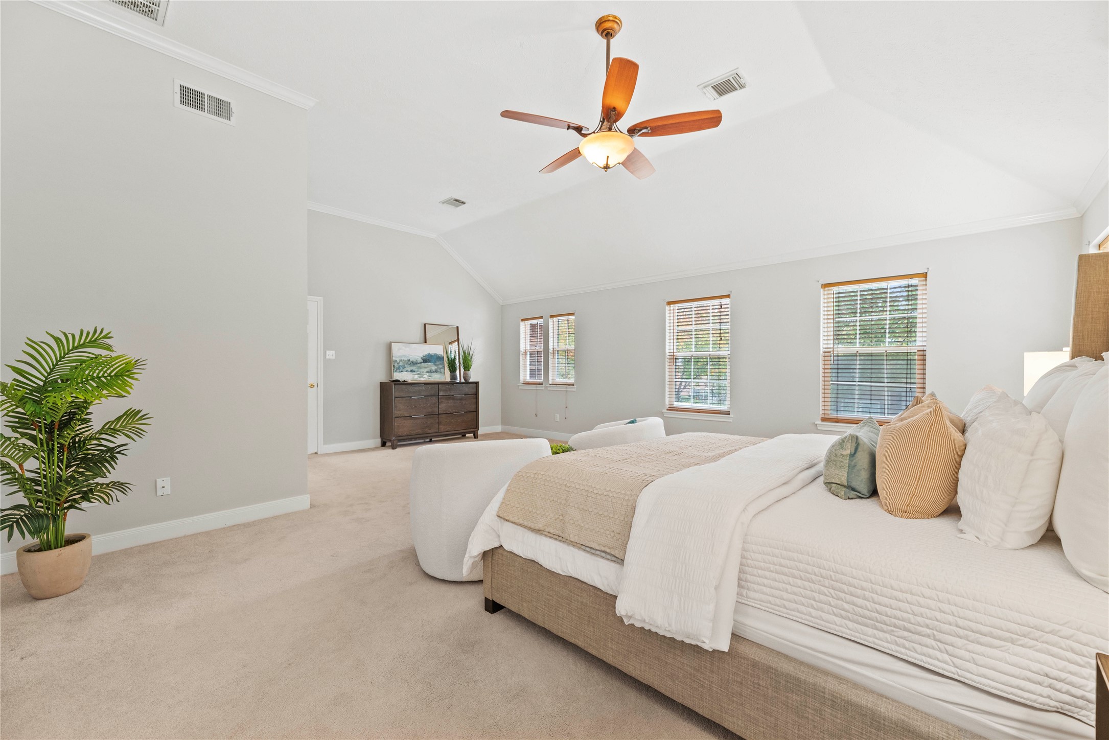 7403 Foxton Pl Court Houston, TX 77095 - Photo 20 of 41 You’ll have sweet dreams in this posh owner’s retreat with plush carpet, neutral finishes, and more space than you can imagine, complete with room for a sitting area and private access to the ensuite bath and walk-in closet.