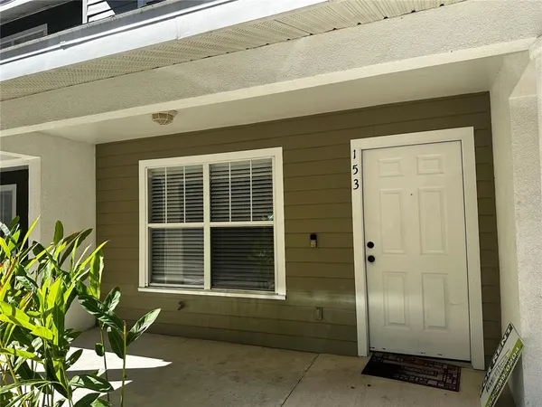 a potted plant sitting in front of a door