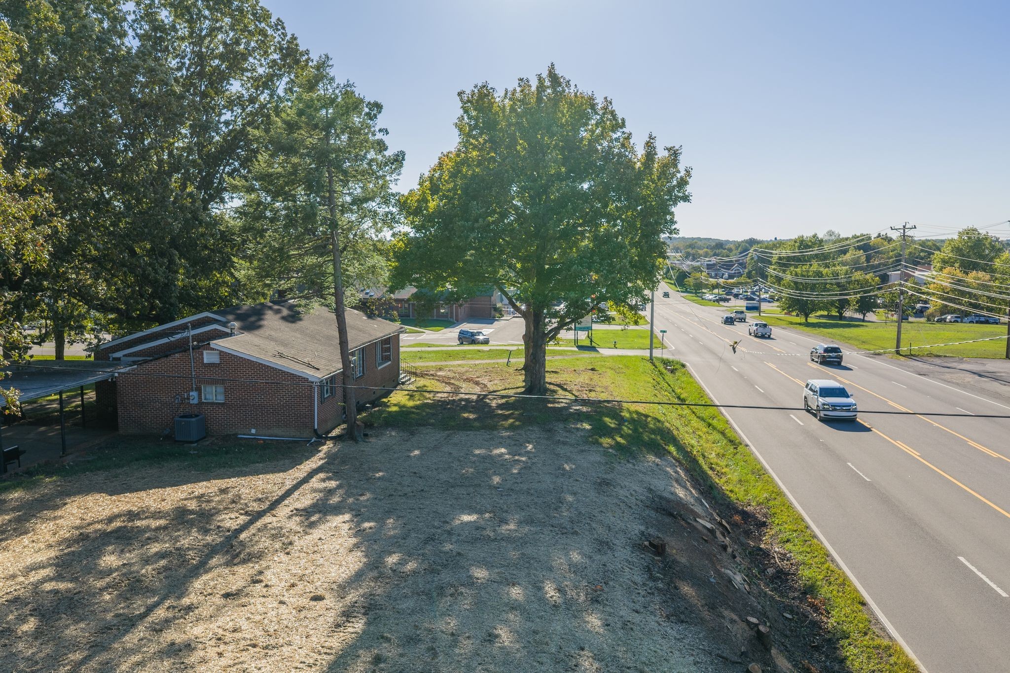 a view of a park with trees