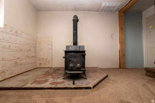 570 West Main Street Beaver, UT 84713 - Photo 28 of 43 Cast iron wood-burning stove with a stone and concrete hearth