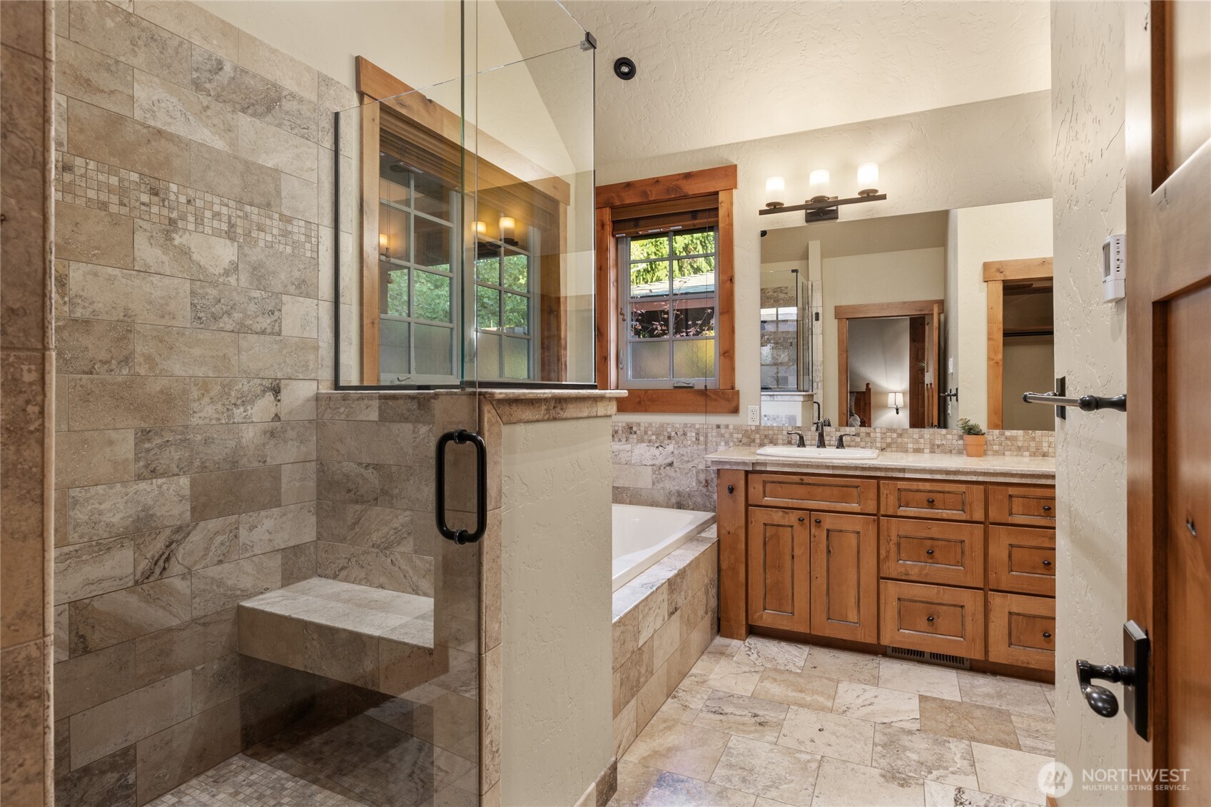 223 Cake Cle Elum, WA 98922 - Photo 17 of 33 a bathroom with a granite countertop sink mirror and bathtub