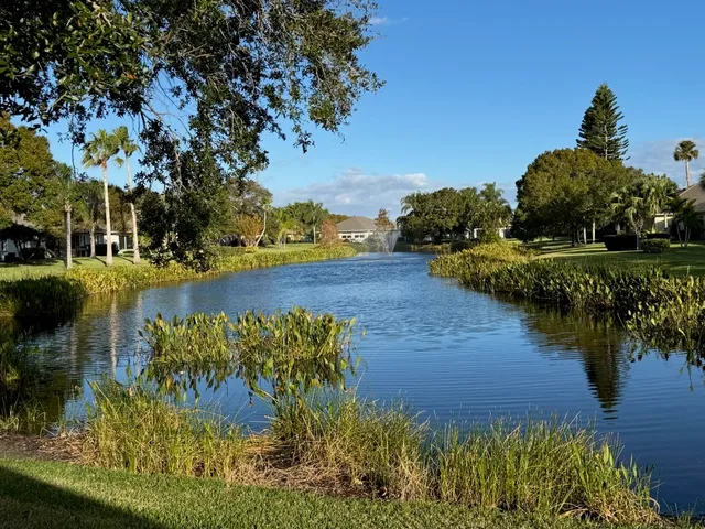a view of a lake with a mountain in the background
