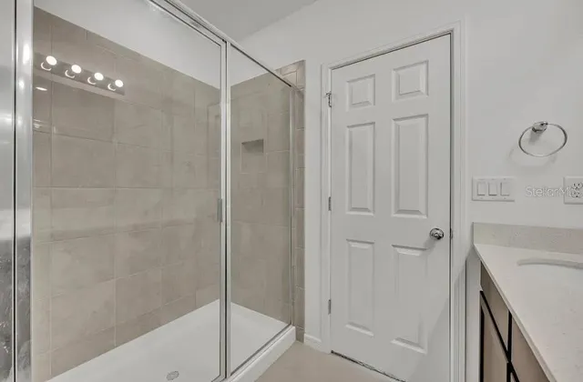 a bathroom with a shower