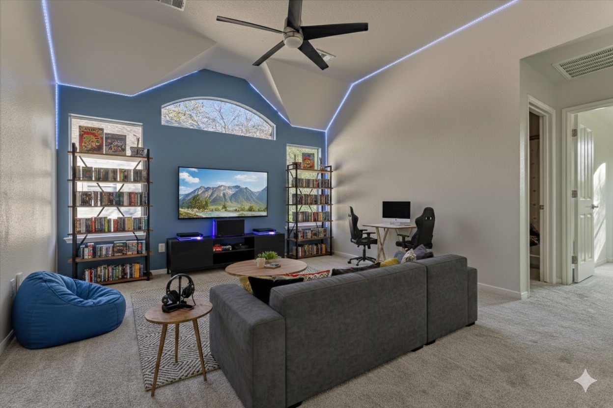 58 South Bethany Bend Circle Spring, TX 77382 - Photo 25 of 45 This oversized game room up has so much space and versatility! *This photo is virtually staged*