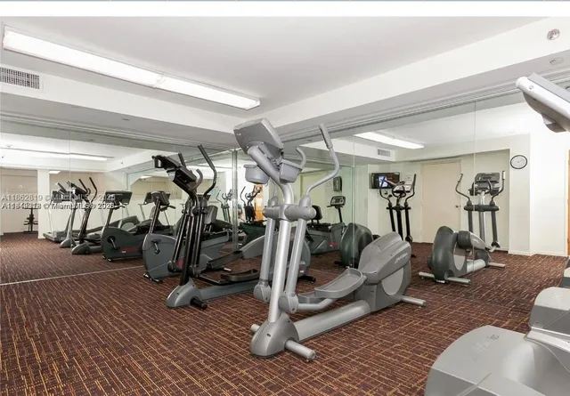 a view of a room with gym equipment