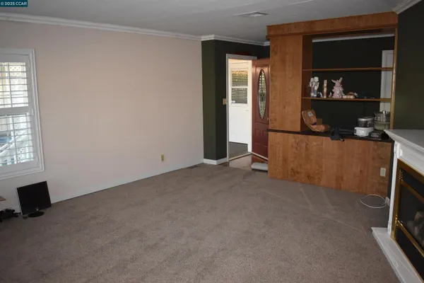 an empty room with closet
