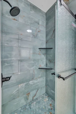 a bathroom with a shower