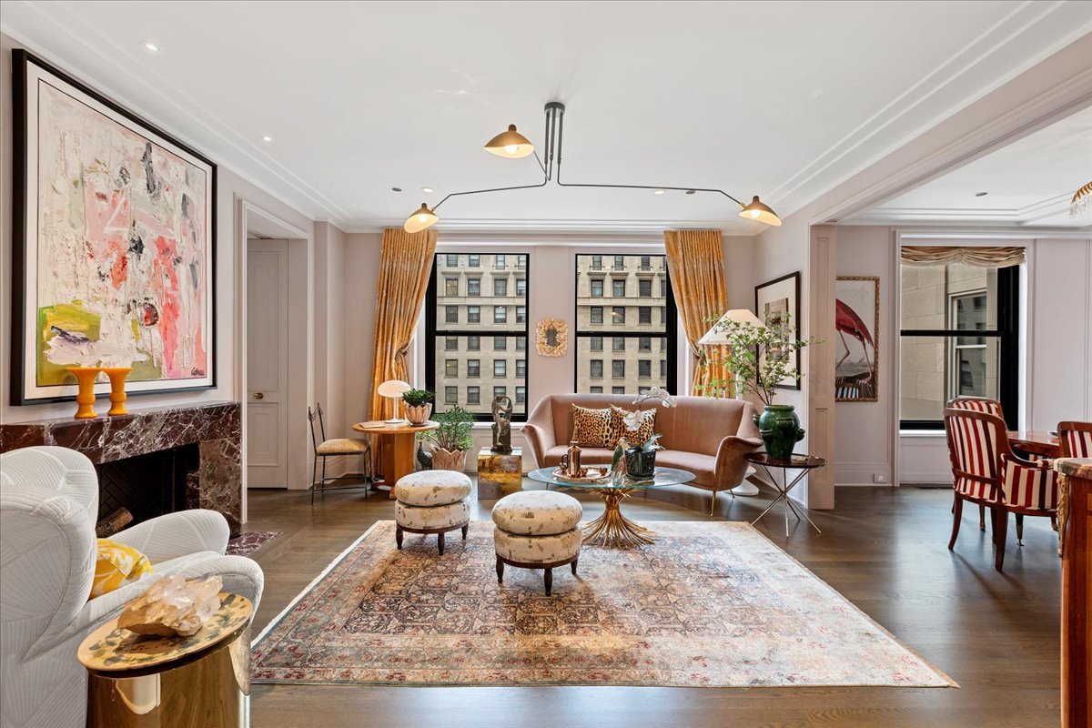 159 East Walton Place, Unit 8C Chicago, IL 60611 - Photo 2 of 28 a living room with furniture fireplace and a large window