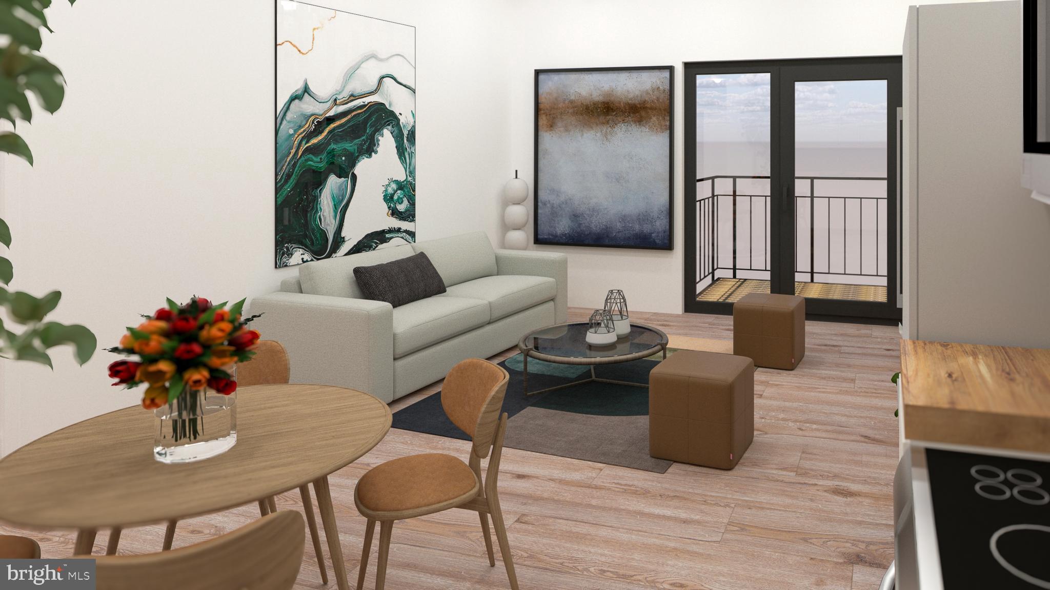 1341 H Street Northeast, Unit 5F Washington, DC 20002 - Photo 5 of 13 a living room with furniture kitchen view and a table