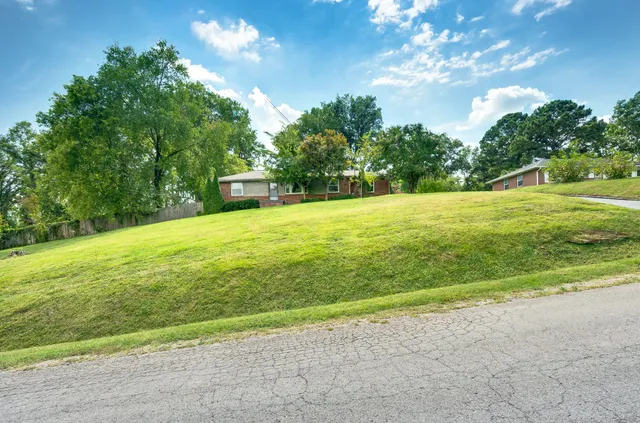 a view of an ocean and a yard