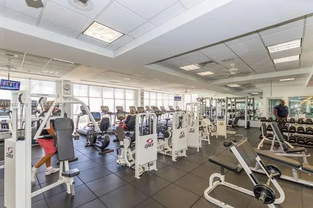 a view of a room with gym equipment