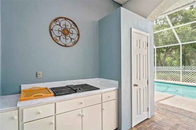 a view of a park with a slide