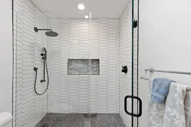 a bathroom with a shower