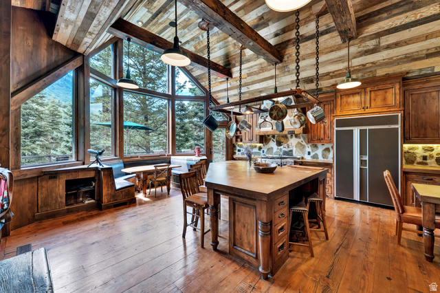 2983 East Ridgetop Road, Unit 27 Provo, UT 84604 - Photo 9 of 63 Vaulted ceiling with exposed wood beams and plank paneling