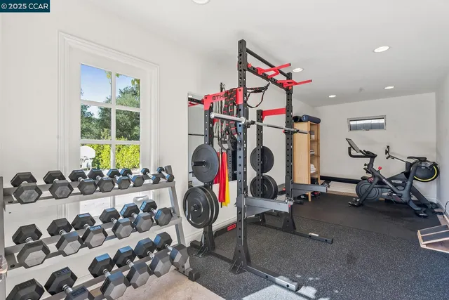a view of a room with gym equipment