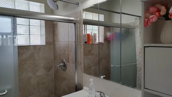 a bathroom with a shower