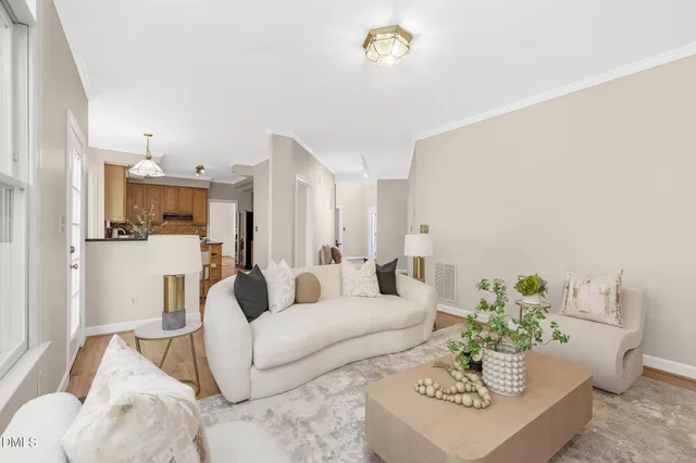 a view of a hallway view with wooden floor and staircase