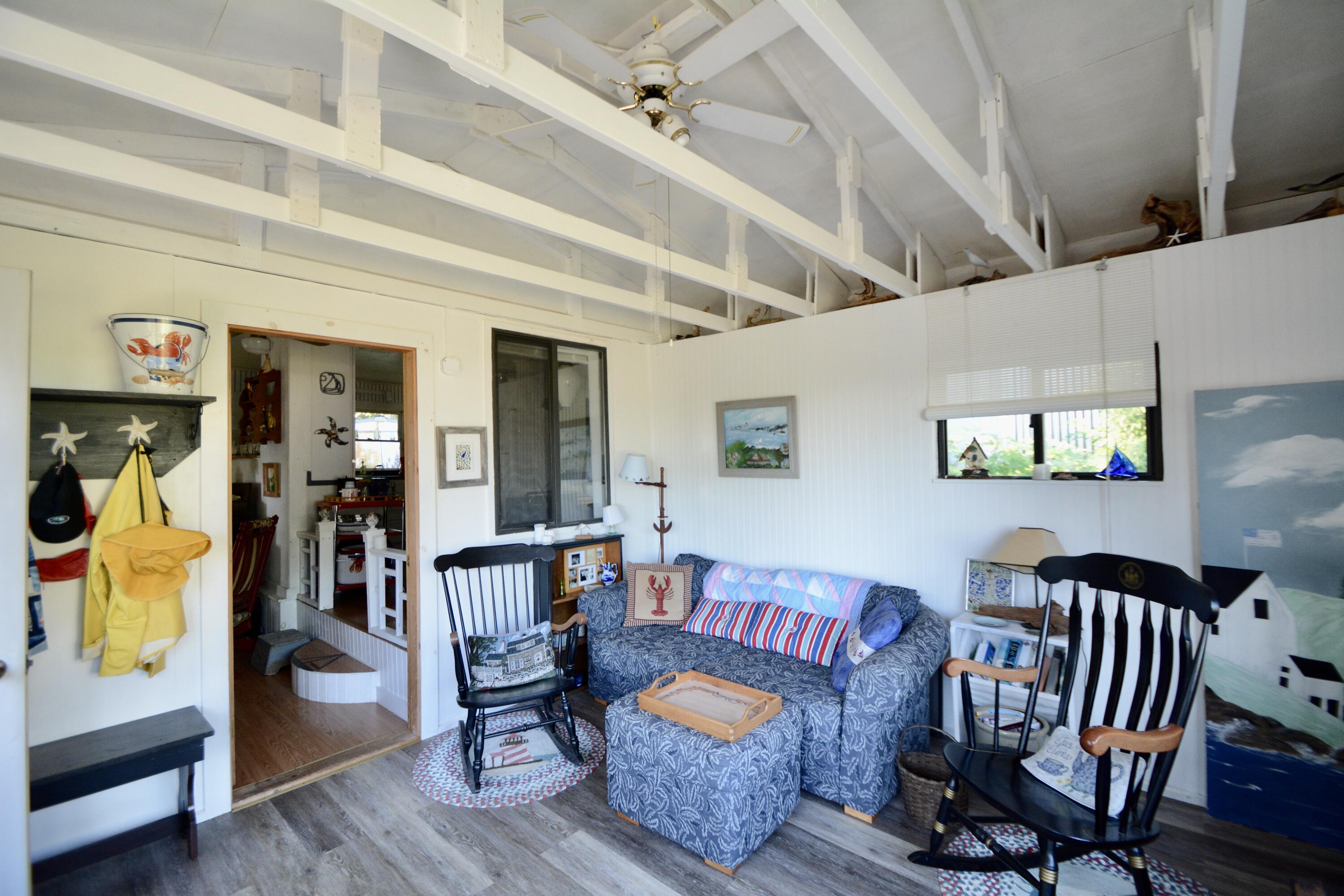 5 4th Street Northport, ME 04849 - Photo 3 of 39 LR w/vaulted ceilings & exposed beams
