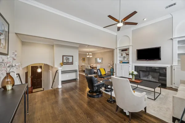 a view of entryway with wooden floor
