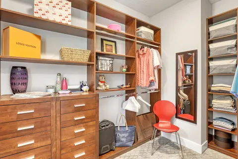 a kitchen with a cabinets and appliances