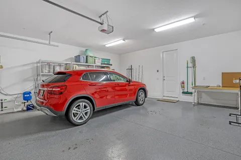 a view of a car in garage