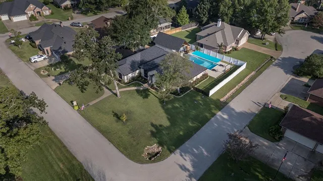 an aerial view of a house