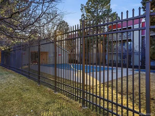 a view of a black gate