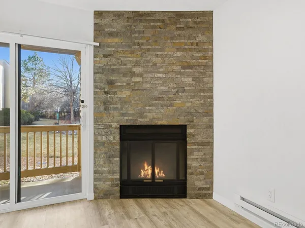 a view of a fireplace in a room