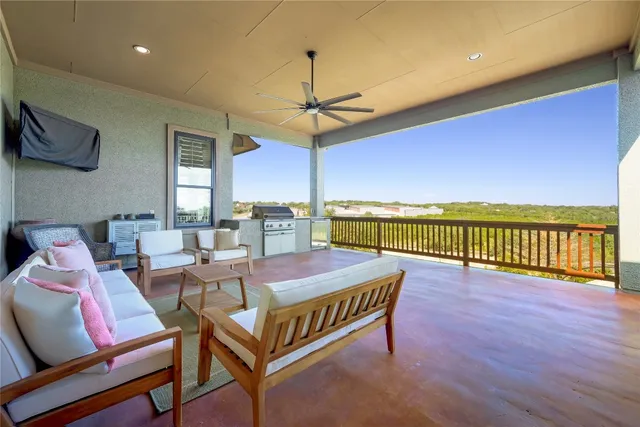 a outdoor space with furniture and wooden floor